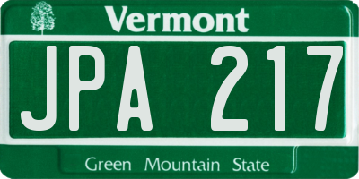 VT license plate JPA217
