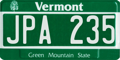 VT license plate JPA235