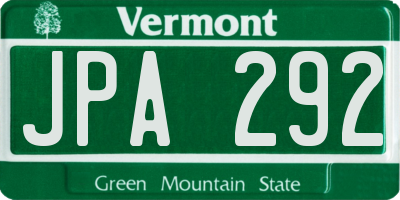 VT license plate JPA292