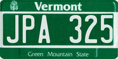 VT license plate JPA325