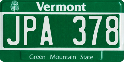 VT license plate JPA378