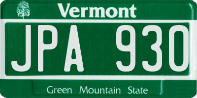 VT license plate JPA930