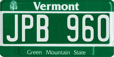VT license plate JPB960