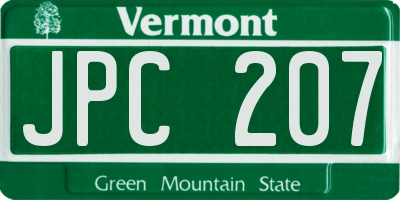 VT license plate JPC207