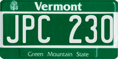 VT license plate JPC230