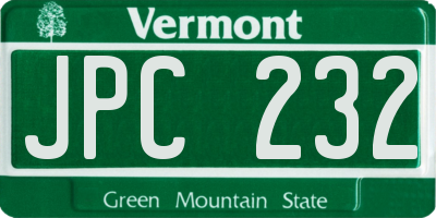 VT license plate JPC232