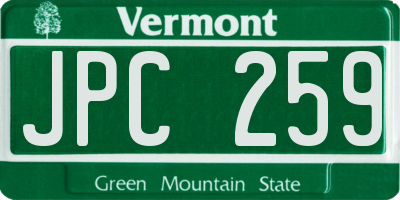 VT license plate JPC259