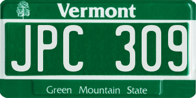 VT license plate JPC309
