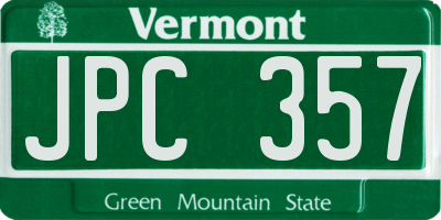 VT license plate JPC357