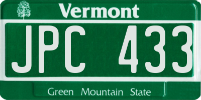 VT license plate JPC433
