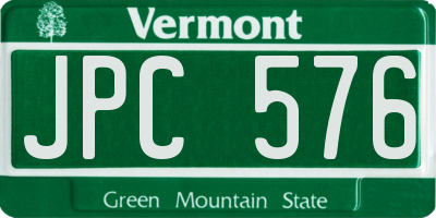 VT license plate JPC576