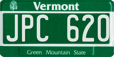 VT license plate JPC620
