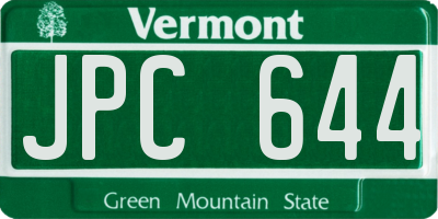 VT license plate JPC644