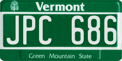 VT license plate JPC686