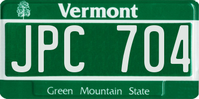 VT license plate JPC704