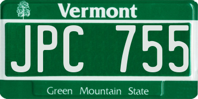 VT license plate JPC755
