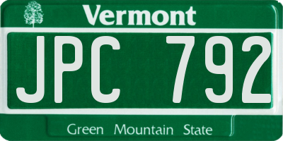 VT license plate JPC792