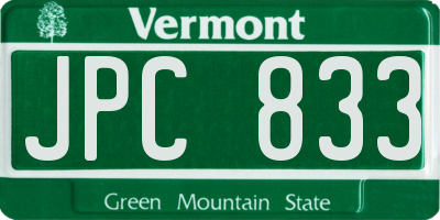 VT license plate JPC833