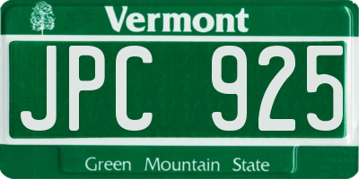 VT license plate JPC925