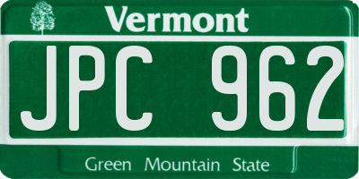VT license plate JPC962