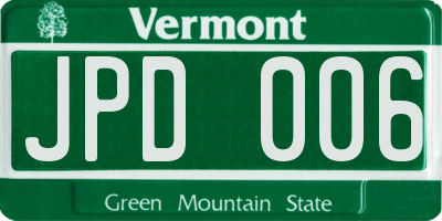 VT license plate JPD006