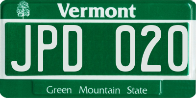 VT license plate JPD020