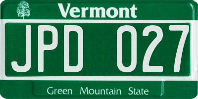 VT license plate JPD027