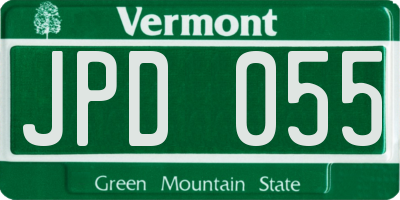 VT license plate JPD055