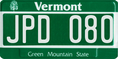 VT license plate JPD080