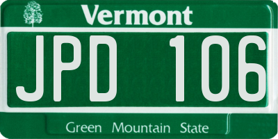 VT license plate JPD106