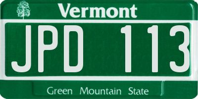 VT license plate JPD113