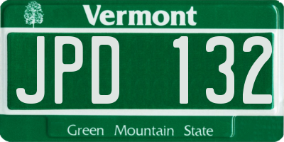 VT license plate JPD132