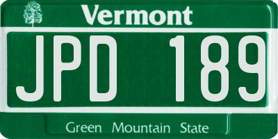 VT license plate JPD189