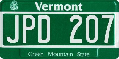 VT license plate JPD207