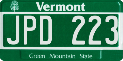 VT license plate JPD223