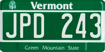 VT license plate JPD243