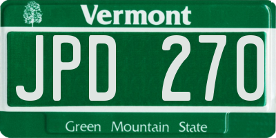 VT license plate JPD270