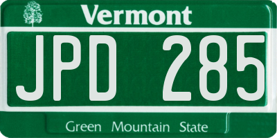 VT license plate JPD285