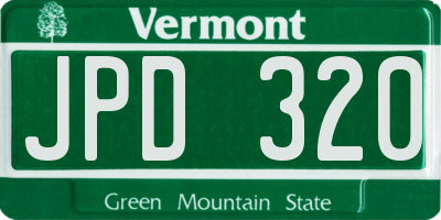 VT license plate JPD320