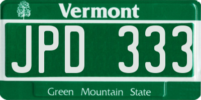 VT license plate JPD333