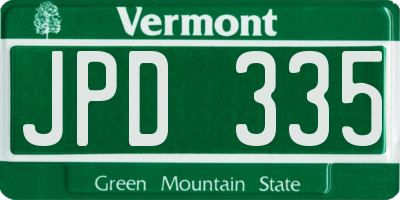 VT license plate JPD335