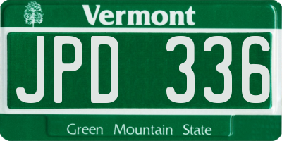 VT license plate JPD336