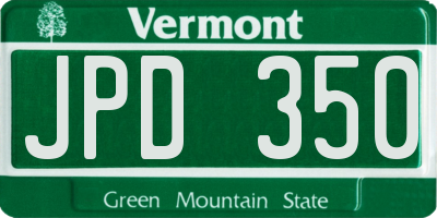 VT license plate JPD350