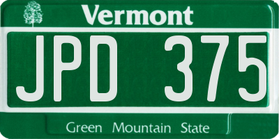 VT license plate JPD375