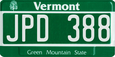VT license plate JPD388