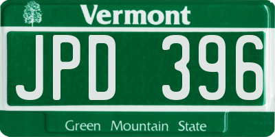 VT license plate JPD396