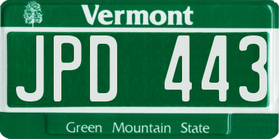VT license plate JPD443