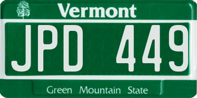 VT license plate JPD449