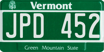 VT license plate JPD452