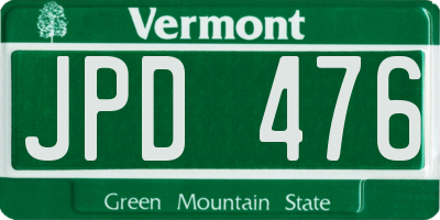 VT license plate JPD476